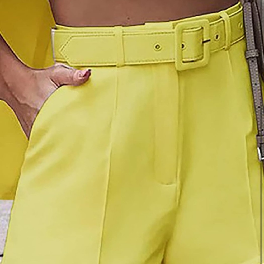 Yellow Blazer and Shorts Set with Belt - Picture 5 of 8